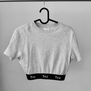 TNA grey cropped tight band t shirt